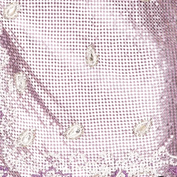 Retrofete Milos metal metallic rhinestone chainmail bandana crop small Xs skirt - Picture 5 of 5